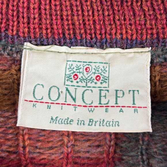 VTG 90s Concept Wool Sweater M Leaf Leaves Fall Chunky Christmas Granny Cottage - Picture 5 of 12